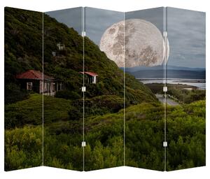 Paraván - Krajina s měsícem (210x170 cm)