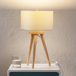 Dřevěná stolní lampa Charlia s bílým stínidlem