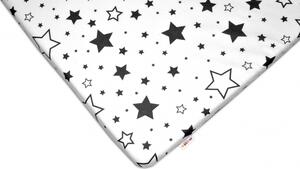 Baby Nellys Bavlněné prostěradlo 60x120 cm - Černé hvězdy a hvězdičky - bílé 120x60