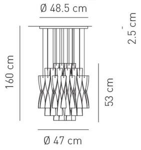 Axolight Aura, luxusní závěsné svítidlo z čirého muránského skla, 1x150W E27, prům. 47cm, délka 160cm