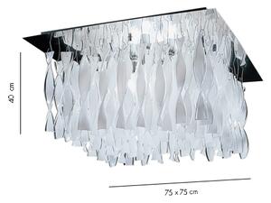 Axolight Aura, luxusní stropní svítidlo z bílého muránského skla, 4x100W E27, 75x75cm, délka 40cm