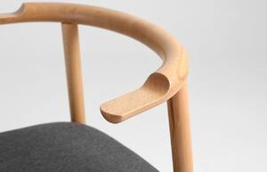 Nordic Design Dřevěná jídelní židle Kube s šedým látkovým sedákem