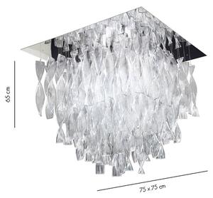 Axolight Aura, luxusní stropní svítidlo z čirého muránského skla, 4x100W E27, 60x60cm, délka 58cm