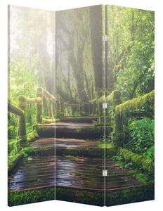 Paraván - Dřevěné schody v lese (126x170 cm)