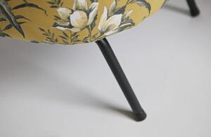 Hoorns Žluté sametové křeslo Tergi s květinovým vzorem