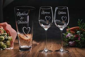 Svatební skleničky na víno Diamante Romance s krystaly Swarovski 2 ks