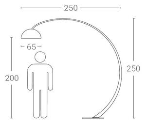Zava 1962 Big, oblouková stojací lampa s výškou 250cm, bílá/bílá 1x150W E27