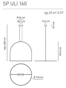 Axolight U-Light, závěsné svítidlo, 125W LED, 3000K, černá, prům. 160cm