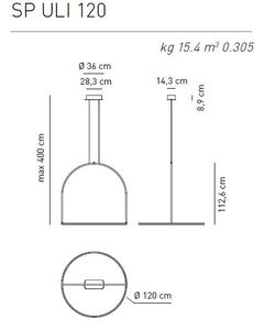 Axolight U-Light, závěsné svítidlo, 86W LED, 3000K, černá, prům. 120cm