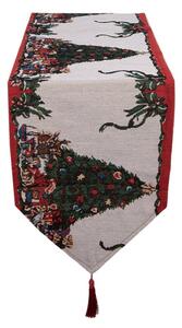 Vánoční běhoun na stůl se stromečkem a střapcem – 33x180 cm