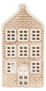 Keramický béžový svícen na čajovou svíčku ve tvaru domečku Loenen IX – 10x10x19 cm