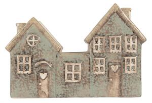 Keramický modrozelený svícen na čajovou svíčku ve tvaru domečku Loenen X – 22x9x15 cm