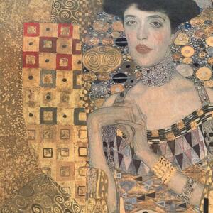 Povlak ART VELVET klimt-portrét dámy zlatohnědá+černá 45 x 45 cm