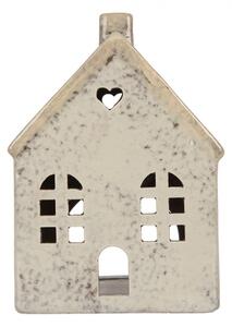 Keramický béžový svícen na čajovou svíčku ve tvaru domečku Oisterwijk VII – 11x8x16 cm