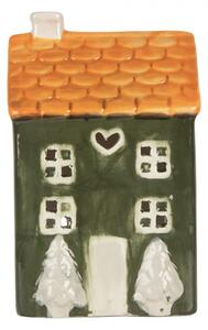 Keramický zelený svícen na čajovou svíčku ve tvaru domečku Nuenen IV – 9x10x16 cm