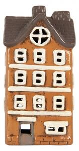 Keramický oranžový svícen na čajovou svíčku ve tvaru domečku Rijssen X – 12x10x25 cm