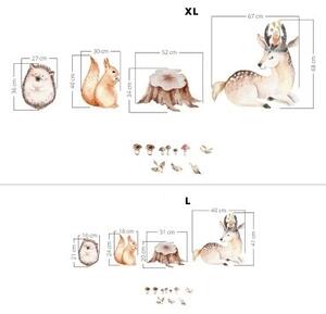Yokodesign Nálepka na zeď - Lesní království - Jelen, ježek, veverka Velikost: maxi - XL