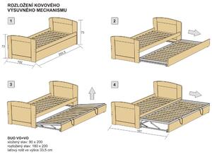 Rozkládací jednolůžko masiv DUO VO+VO (dřevěná rozkládací postel z masivu DUO VO+VO možnost zábrany)