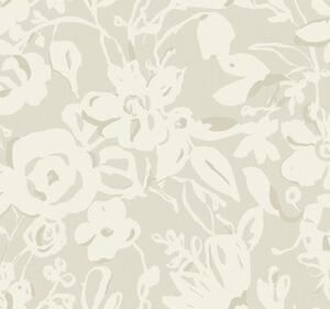Bílo-béžová květinová vliesová tapeta na zeď, BL1735, Blooms Second Edition Resource Library, York