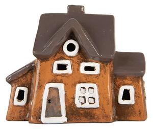 Keramický oranžový svícen na čajovou svíčku ve tvaru domečku Rijssen IX – 20x11x16 cm