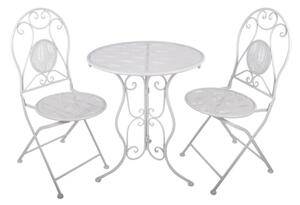 Bílý zahradní set / bistro set stolek a 2 židle ve vintage stylu Ruinen – 60x70 / 2x 50x40x93 cm