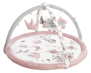 Hrací deka s hrazdičkou luční květiny růžovo-šedá Babysteps