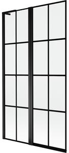 Mexen Mist L vana zástěna 2-křídlová levá 100 x 150 cm, černá mřížka, černá - 8A9L-100-011-70-77-L