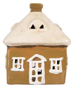 Keramický oranžový svícen na čajovou svíčku ve tvaru domečku Woudenberg II – 12x9x14 cm