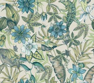 Vliesová tapeta na zeď, tropický les, květiny, zvířata, BL1705, Blooms Second Edition Resource Library, York