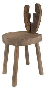 Hnědý dekorační květinový dřevěný stolek s parohy - 23*22*45 cm