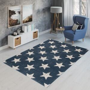 Makro Abra Moderní kusový koberec CAN 18209/091 Hvězdy modrý Rozměr: 200x290 cm