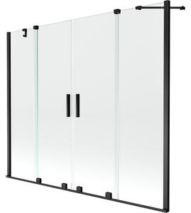 Mexen Velar Duo vanová zástěna 2-křídlová posuvná 170 x 150 cm, transparentní, černá - 896-170-000-02-70