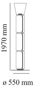 Flos F0267000 Noctambule F3 High Cylinders Cone Big Base, stojací lampa ze skla se stmívačem, 4x9W + 1x18W LED 2700K, výška 197cm