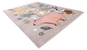 Makro Abra Dětský kusový koberec FUN Lesní zvířátka medvěd liška zajíc béžový Rozměr: 80x150 cm