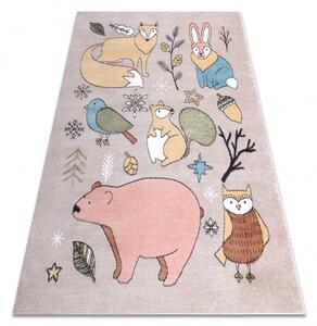 Makro Abra Dětský kusový koberec FUN Lesní zvířátka medvěd liška zajíc béžový Rozměr: 80x150 cm