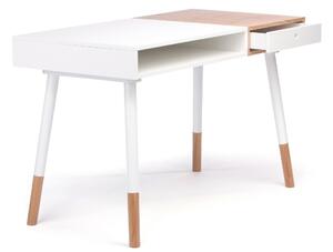 Bílý pracovní stůl Woodman Sonnenblick s dubovou podnoží 120x60 cm