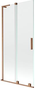 Mexen Velar L vanová zástěna 2-křídlová posuvná 90 x 150 cm, transparentní, kartáčovaná měď - 896-090-003-01-65