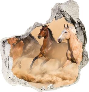 Díra 3D foto tapeta nálepka Koně poušť nd-p-90840320