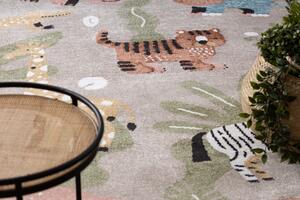 Makro Abra Dětský kusový koberec FUN Afrika zvířátka lev tygr žirafa béžový Rozměr: 120x170 cm