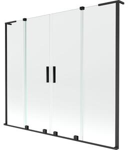 Mexen Velar L Duo vanová zástěna 2-křídlová posuvná 170 x 150 cm, transparentní, černá - 896-170-003-02-70