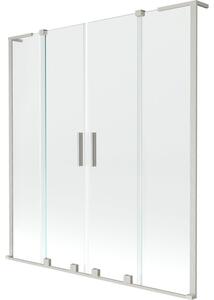 Mexen Velar L Duo sprchová zástěna 2-křídlová posuvná 150 x 150 cm, transparentní, kartáčovaný nikl - 896-150-003-02-97