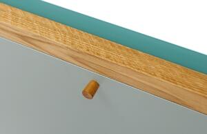 Tyrkysový vyklápěcí stůl Woodman Brenta s dubovým rámem 74 x 44 cm
