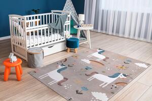 Makro Abra Dětský kusový koberec FUN Jednorožec Koníčci béžový Rozměr: 160x220 cm