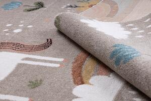 Makro Abra Dětský kusový koberec FUN Jednorožec Koníčci béžový Rozměr: 80x150 cm