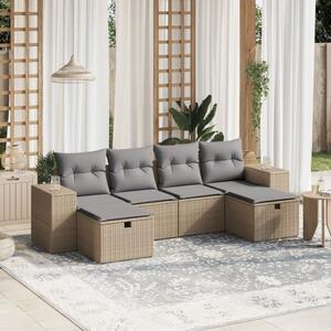 6dílná zahradní sedací souprava a podušky mix béžové polyratan 3264475