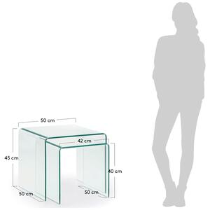 Set dvou skleněných konferenčních stolků Kave Home Burano 42/50 x 50/50 cm