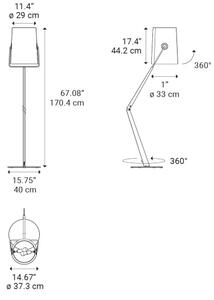 Diesel 50570 5400 Fork floor, podlahová lampa z béžového kovu a béžové tkaniny, 2x25W E14, výška 170,4cm