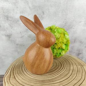 Dekorační keramický zajíček v dekoru dřeva- 13,5 cm
