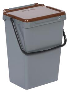 Plastový odpadkový koš pro třídění odpadu, šedá + hnědá, 35 l