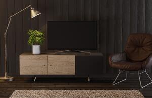 Dubový TV stolek Woodman Jugend s kovovou podnoží 142 x 42 cm